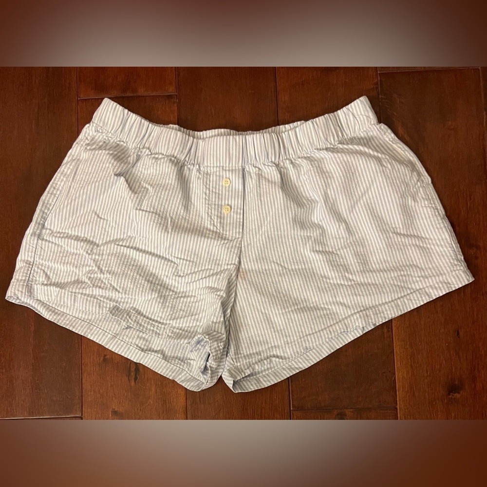 BRANDY MELVILLE Blue Striped Shorts with Buttons Elastic Waist One Size